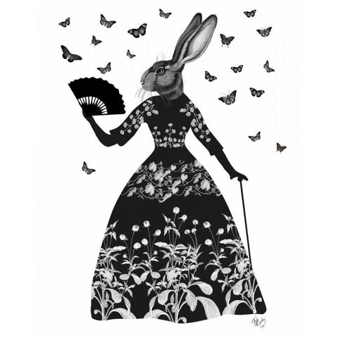 Black Rabbit Black Modern Wood Framed Art Print with Double Matting by Fab Funky