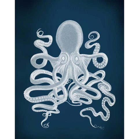 Octopus 9, White Black Modern Wood Framed Art Print with Double Matting by Fab Funky