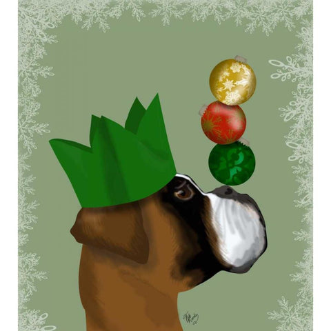 Boxer, Party Trick Baubles Black Modern Wood Framed Art Print by Fab Funky