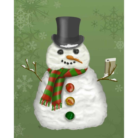 Snowman Selfie White Modern Wood Framed Art Print by Fab Funky