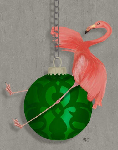 Flamingo Wrecking Ball Black Ornate Wood Framed Art Print with Double Matting by Fab Funky