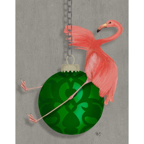 Flamingo Wrecking Ball Black Modern Wood Framed Art Print with Double Matting by Fab Funky