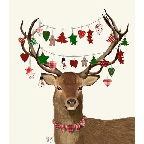 Deer, Homespun Decorations Black Modern Wood Framed Art Print with Double Matting by Fab Funky