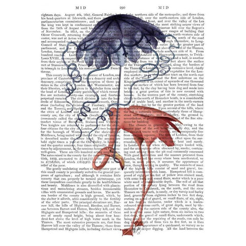 Flamingo and Parasol Gold Ornate Wood Framed Art Print with Double Matting by Fab Funky