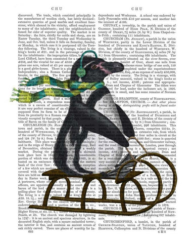 Penguin On Sled Black Ornate Wood Framed Art Print with Double Matting by Fab Funky