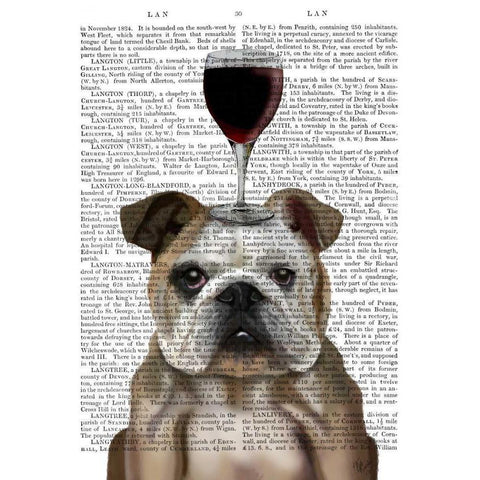 Dog Au Vin, English Bulldog White Modern Wood Framed Art Print by Fab Funky