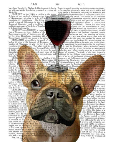 Dog Au Vin, French Bulldog White Modern Wood Framed Art Print with Double Matting by Fab Funky