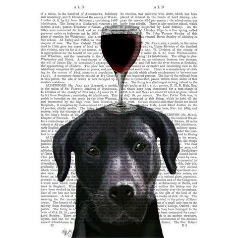 Dog Au Vin, Black Labrador Black Modern Wood Framed Art Print with Double Matting by Fab Funky