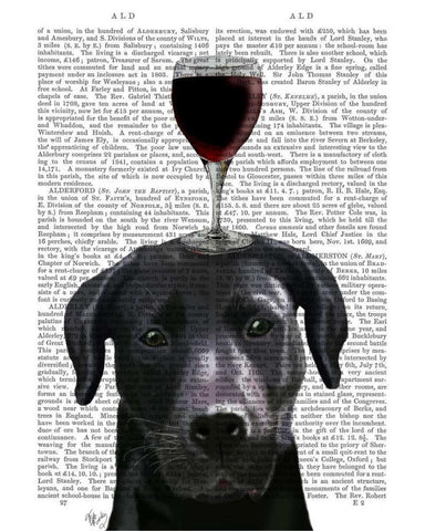 Dog Au Vin, Black Labrador Black Ornate Wood Framed Art Print with Double Matting by Fab Funky