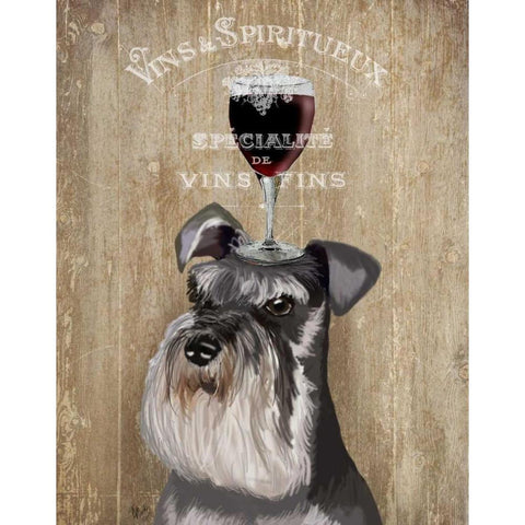 Dog Au Vin, Schnauzer Gold Ornate Wood Framed Art Print with Double Matting by Fab Funky