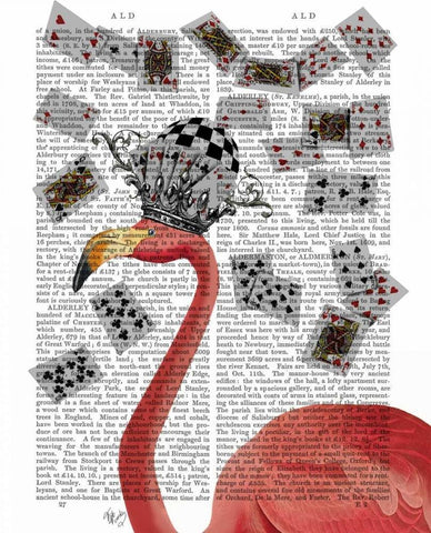 Flamingo and Cards Black Ornate Wood Framed Art Print with Double Matting by Fab Funky