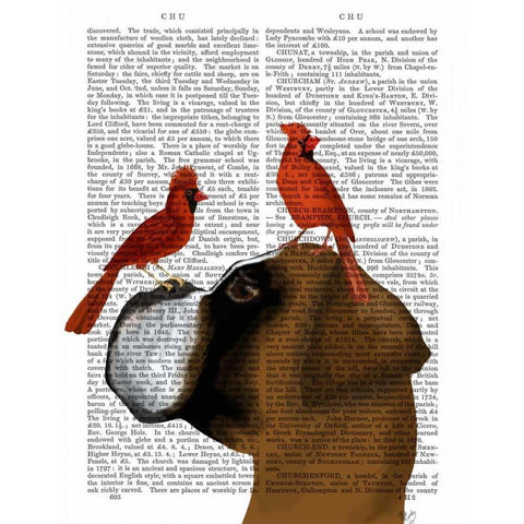 Boxer and Red Cardinals White Modern Wood Framed Art Print by Fab Funky