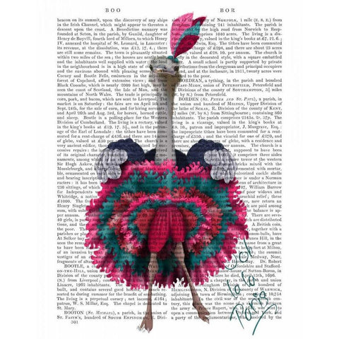 Ostrich, Can Can in Pink and Turquoise Black Modern Wood Framed Art Print with Double Matting by Fab Funky