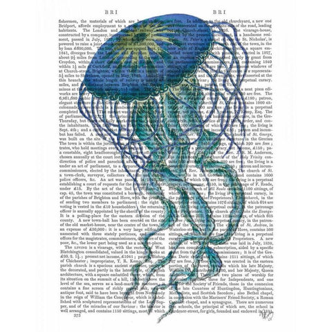 Blue Jellyfish 1 White Modern Wood Framed Art Print by Fab Funky