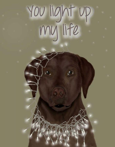 Chocolate Labrador, You Light Up Black Ornate Wood Framed Art Print with Double Matting by Fab Funky