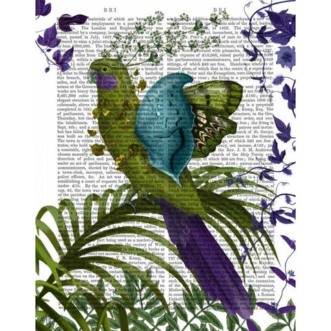 Fantasy Parrot 1 Black Modern Wood Framed Art Print with Double Matting by Fab Funky