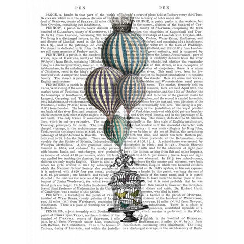 Balloon and Bird Cage 1 White Modern Wood Framed Art Print by Fab Funky