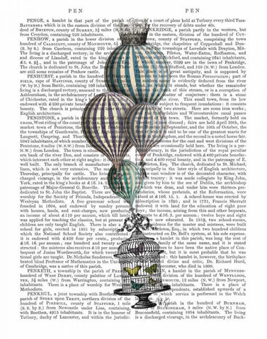 Balloon and Bird Cage 1 White Modern Wood Framed Art Print with Double Matting by Fab Funky