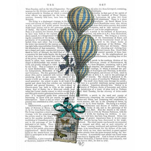 Balloon and Bird Cage 2 White Modern Wood Framed Art Print by Fab Funky