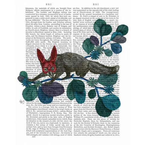 Sly Fox in Bunny Mask Black Modern Wood Framed Art Print with Double Matting by Fab Funky