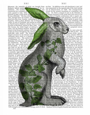 Hare with Green Ears Black Ornate Wood Framed Art Print with Double Matting by Fab Funky