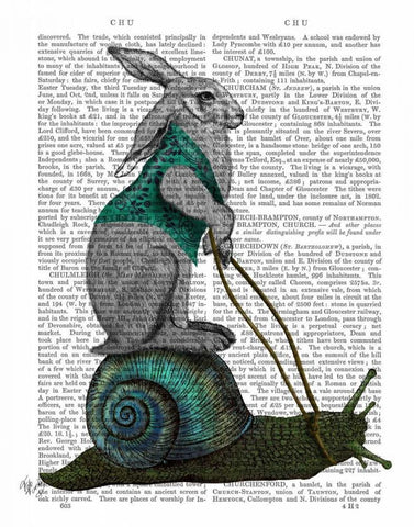 Hare and Snail Black Ornate Wood Framed Art Print with Double Matting by Fab Funky