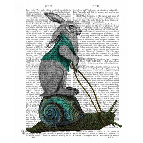 Hare and Snail Black Modern Wood Framed Art Print with Double Matting by Fab Funky