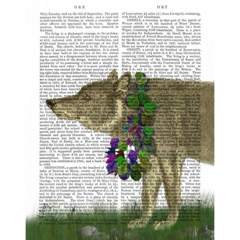 Wolf and Garland Black Modern Wood Framed Art Print with Double Matting by Fab Funky