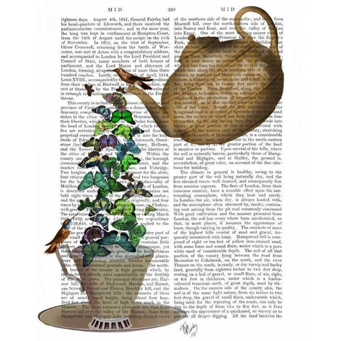 Teapot, Cup and Butterflies Black Modern Wood Framed Art Print with Double Matting by Fab Funky