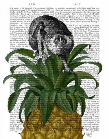 Loris on Pineapple Black Ornate Wood Framed Art Print with Double Matting by Fab Funky