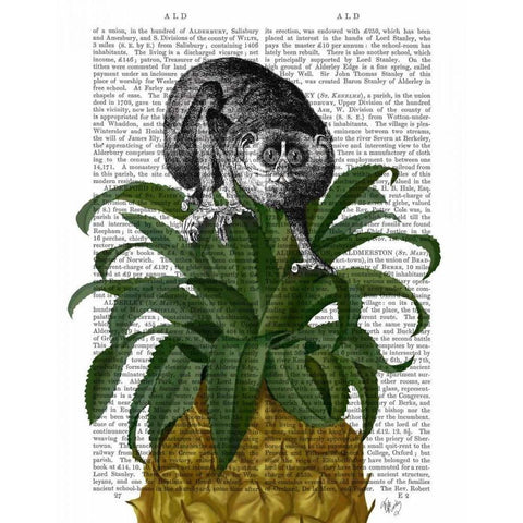 Loris on Pineapple White Modern Wood Framed Art Print by Fab Funky