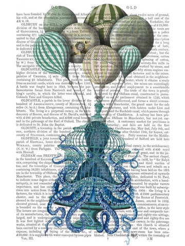 Octopus Cage and Balloons Black Ornate Wood Framed Art Print with Double Matting by Fab Funky