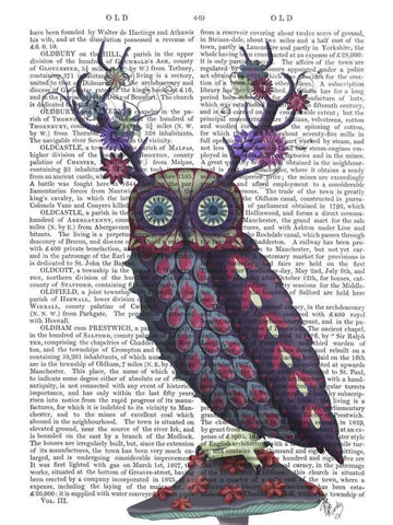 Owl with Psychedelic Antlers White Modern Wood Framed Art Print with Double Matting by Fab Funky