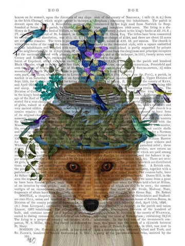 Fox with Butterfly Bell Jar White Modern Wood Framed Art Print with Double Matting by Fab Funky