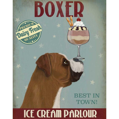 Boxer Ice Cream Black Modern Wood Framed Art Print with Double Matting by Fab Funky