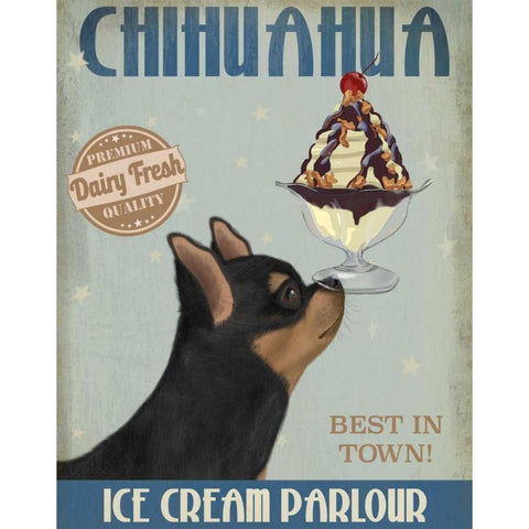 Chihuahua, Black and Ginger, Ice Cream White Modern Wood Framed Art Print by Fab Funky