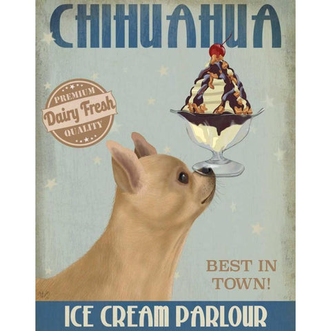 Chihuahua, Fawn, Ice Cream White Modern Wood Framed Art Print by Fab Funky