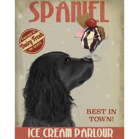 Cocker Spaniel, Black, Ice Cream Black Modern Wood Framed Art Print with Double Matting by Fab Funky