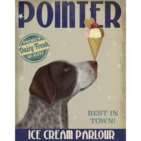 German Shorthaired Pointer Ice Cream Gold Ornate Wood Framed Art Print with Double Matting by Fab Funky