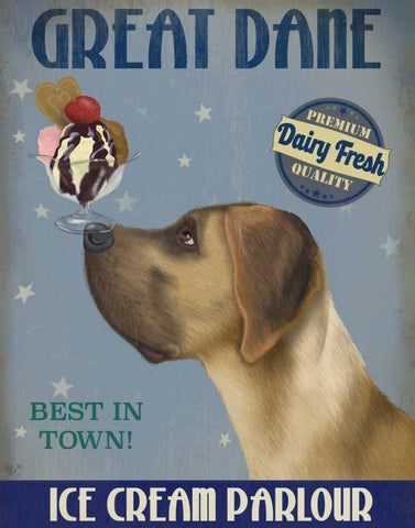 Great Dane, Tan, Ice Cream White Modern Wood Framed Art Print with Double Matting by Fab Funky