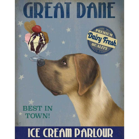 Great Dane, Tan, Ice Cream Black Modern Wood Framed Art Print with Double Matting by Fab Funky