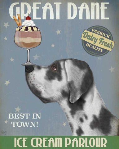 Great Dane, Harlequin, Ice Cream White Modern Wood Framed Art Print with Double Matting by Fab Funky