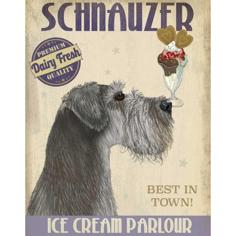 Schnauzer, Grey, Ice Cream Gold Ornate Wood Framed Art Print with Double Matting by Fab Funky