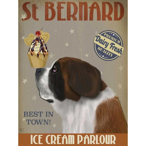 St Bernard Ice Cream Black Modern Wood Framed Art Print with Double Matting by Fab Funky