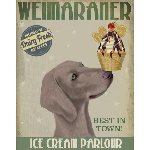 Weimaraner Ice Cream Black Modern Wood Framed Art Print with Double Matting by Fab Funky