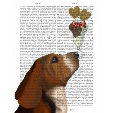 Basset Hound Ice Cream Gold Ornate Wood Framed Art Print with Double Matting by Fab Funky