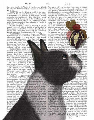 Boston Terrier Ice Cream Black Ornate Wood Framed Art Print with Double Matting by Fab Funky