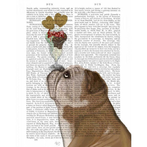 English Bulldog Ice Cream Gold Ornate Wood Framed Art Print with Double Matting by Fab Funky