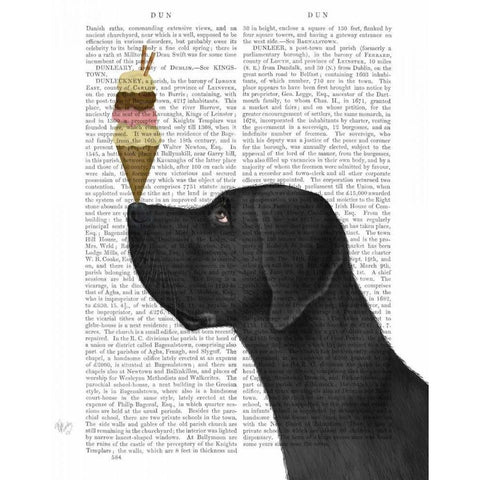 Great Dane, Black, Ice Cream Black Modern Wood Framed Art Print with Double Matting by Fab Funky