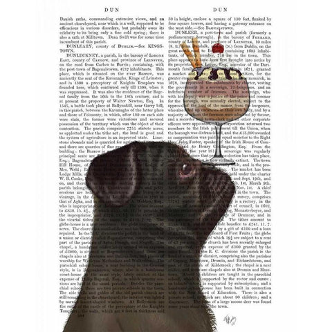 Pug, Black, Ice Cream Gold Ornate Wood Framed Art Print with Double Matting by Fab Funky